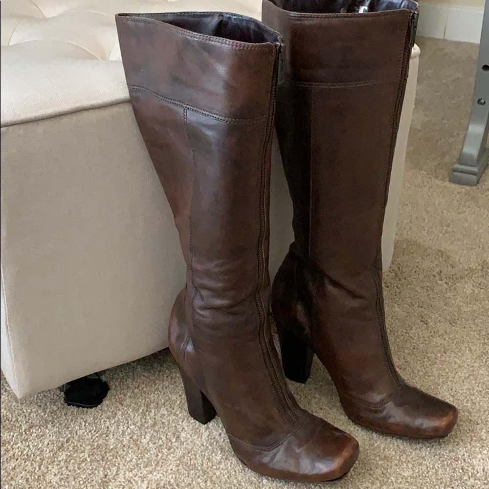 Gianni bini brown genuine leather knee high boots